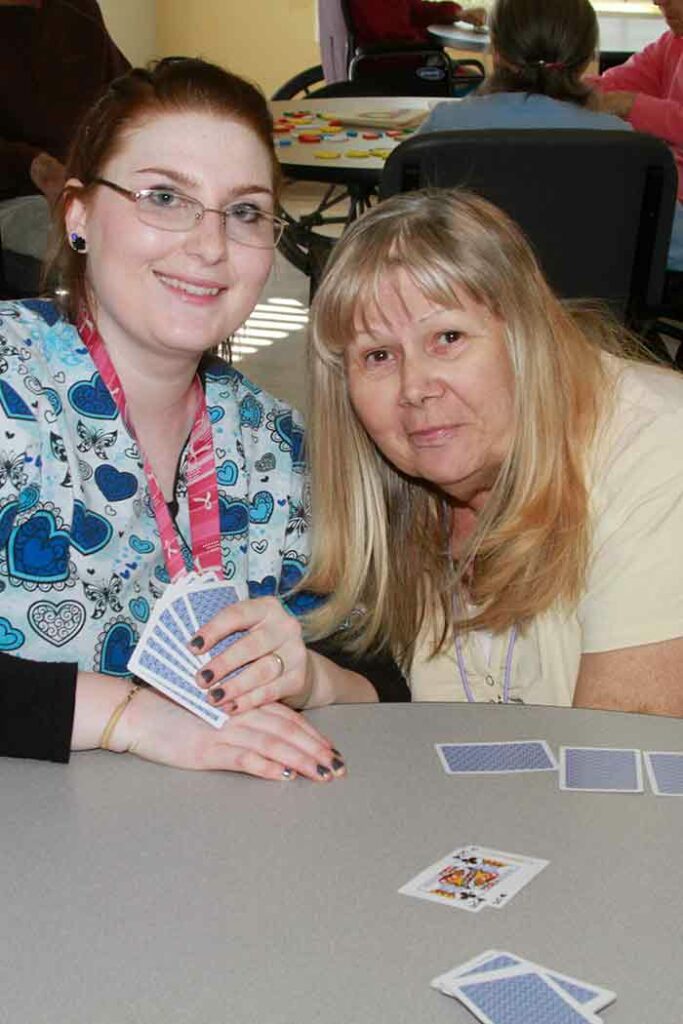 Staff with resident