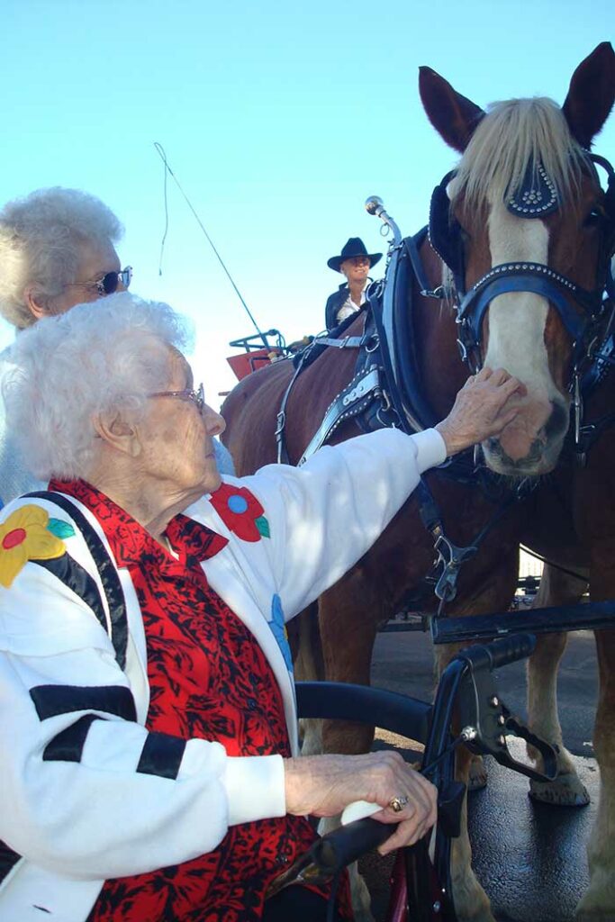 Wagon train visits High Desert Haven